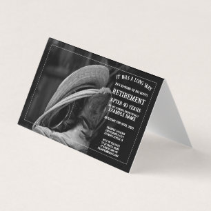 Retirement announcement with cowboy hat and boots