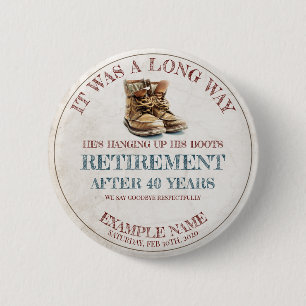 Retirement announcement with old spurs 6 cm round badge
