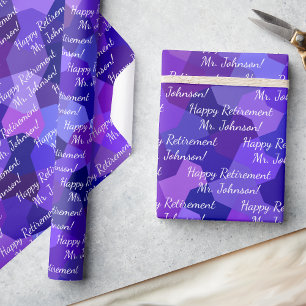 Retirement Any Text Add Your Words Purple Gift Wrapping Paper