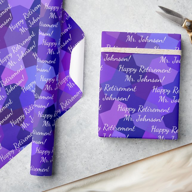 Retirement Any Text Add Your Words Purple Gift Wrapping Paper (Creator Uploaded)