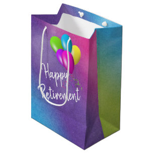 Retirement Balloons On Rainbow   Medium Gift Bag