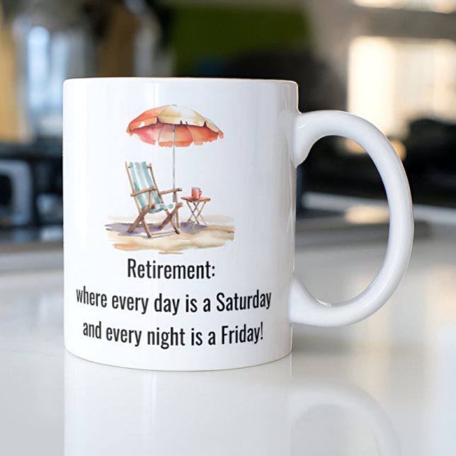 Retirement Beach Chair Watercolor Funny Saying Mug (Creator Uploaded)
