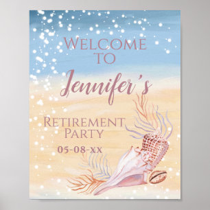 Retirement Beach Coastal Party Welcome Poster