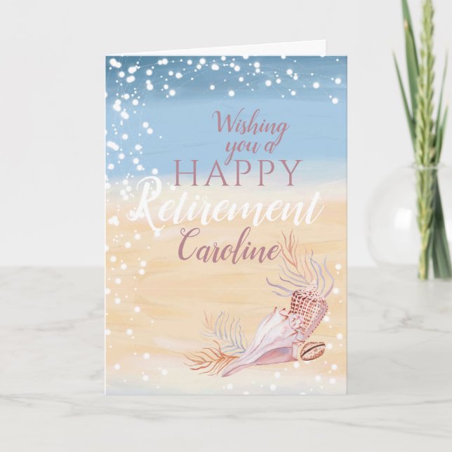Retirement Beach Coastal Seashell Card (Front)