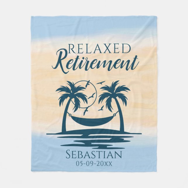 Retirement Beach Hammock Relax Fleece Blanket (Front)