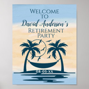Retirement Beach Palm Trees Party Welcome Poster