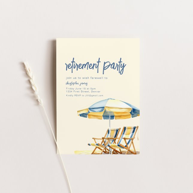 Retirement Beach Theme Invitation Template (Creator Uploaded)
