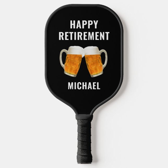 Retirement Beer Cheers Retired Gift Pickleball Paddle (Front)