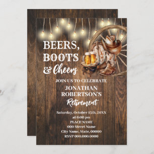 Retirement Beers Boots & Cheers Western Party Invitation