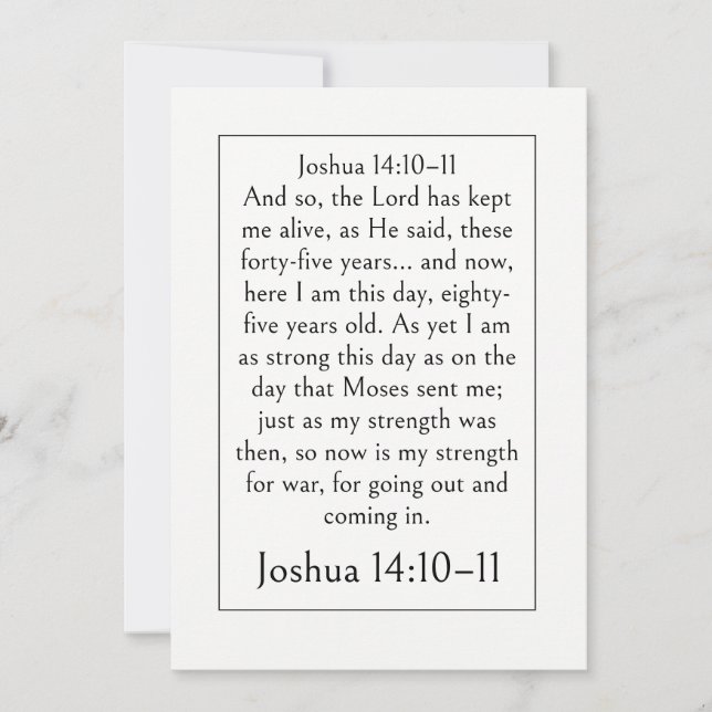 Retirement Bible Verse, Joshua 14:10-11, Scripture Invitation (Front)