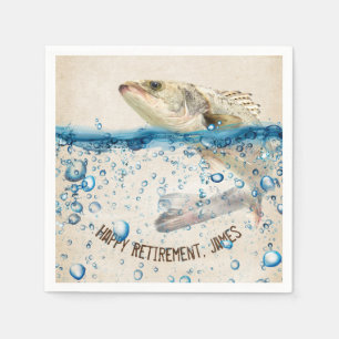 Retirement big fish in water napkin