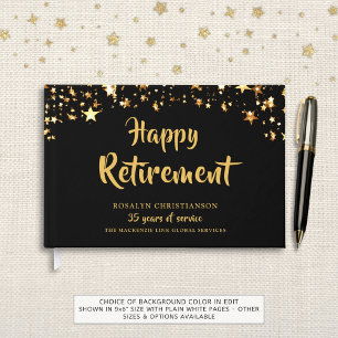 Retirement Black Gold Stars Years of Service Name Guest Book