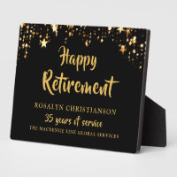 Retirement Black Gold Stars Years of Service Name
