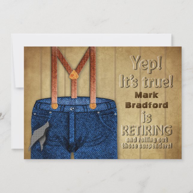 RETIREMENT - Blue Jeans and suspenders - Name (Front)
