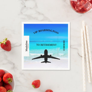 Retirement Boarding Pass Destination Beach Scene  Napkin