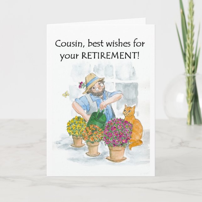 Retirement Card for a Cousin - Gardener (Front)
