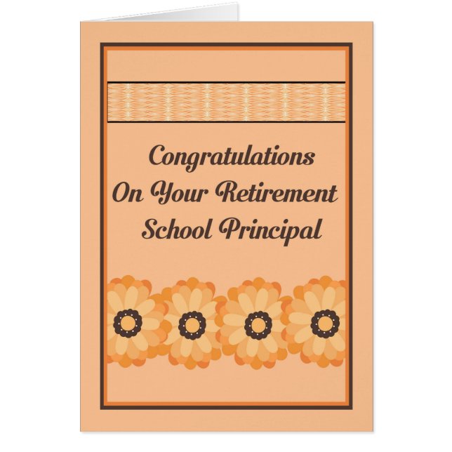 Retirement Card for School Principal with Flowers (Front)