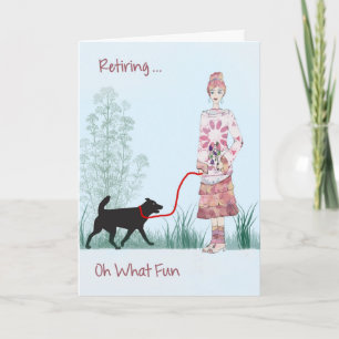 Retirement Card Lady Walking Her Dog