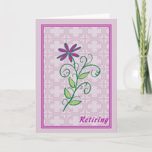 Retirement Card, Lavender with Flower Card (Front)