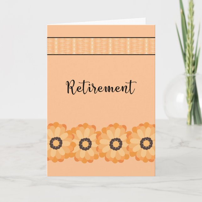 Retirement Card, Orange with Flowers Card (Front)