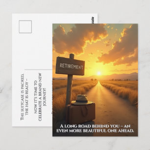 Retirement Card with Sunset Road and Quote Design