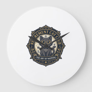 Retirement Cat Cat Dad Gift Idea - Retirement Cat Large Clock