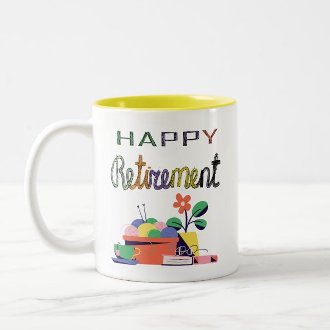 Retirement Celebration Design Two-Tone Coffee Mug (Left)