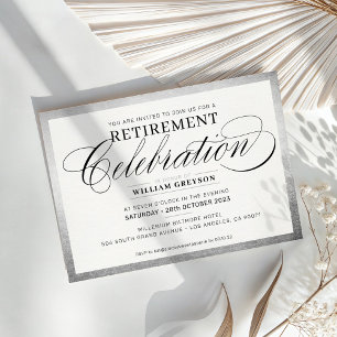 RETIREMENT CELEBRATION DINNER elegant silver black Invitation