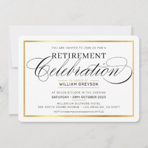 RETIREMENT CELEBRATION DINNER modern gold black Invitation