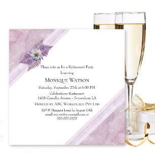 Retirement Celebration   Dusty Pink Floral Marble Invitation