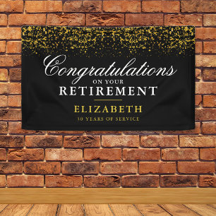 Retirement Celebration Party Gold Glitter Banner