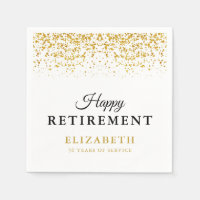Retirement Celebration Party Gold Glitter Napkins