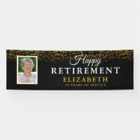 Retirement Celebration Party Gold Glitter Photo Ba