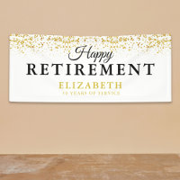 Retirement Celebration Party Gold Glitter White