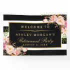 Retirement Celebration Party Vintage Floral Stripe