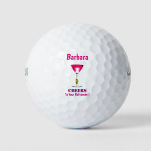 Retirement Cheers Pink Martini Add Name Golf Balls