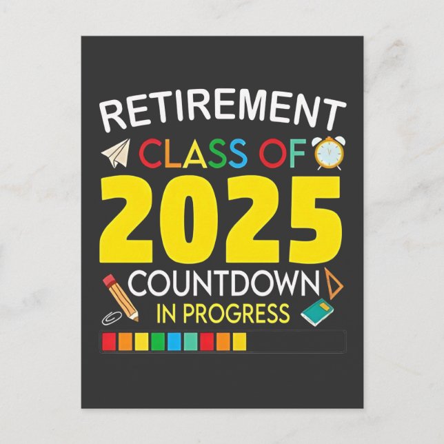 Retirement Class of 2025 Countdown in Process Holiday Postcard (Front)
