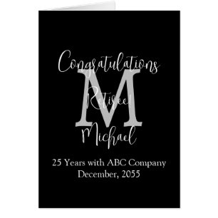 Retirement Congratulations, Black, Gray Monogram