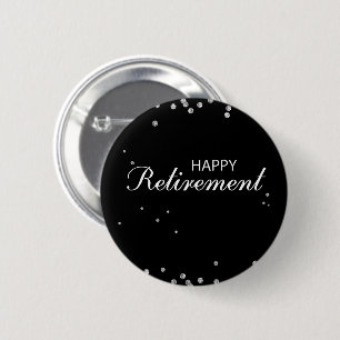 Retirement Congratulations Black with Silver Spark 6 Cm Round Badge