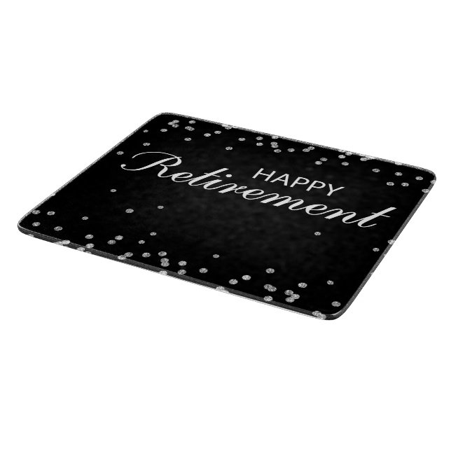 Retirement Congratulations Black with Silver Spark Cutting Board (Corner)