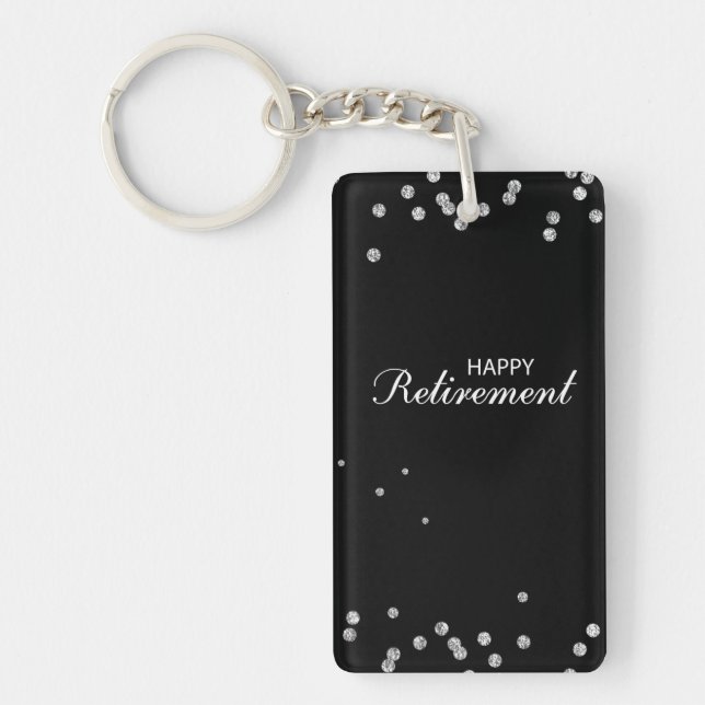 Retirement Congratulations Black with Silver Spark Key Ring (Front)