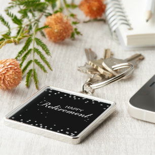 Retirement Congratulations Black with Silver Spark Key Ring