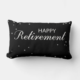 Retirement Congratulations Black with Silver Spark Lumbar Cushion