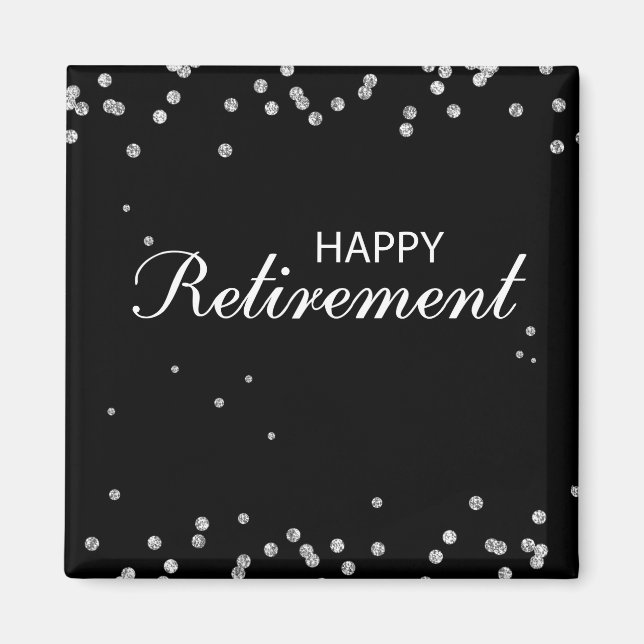 Retirement Congratulations Black with Silver Spark Magnet (Front)