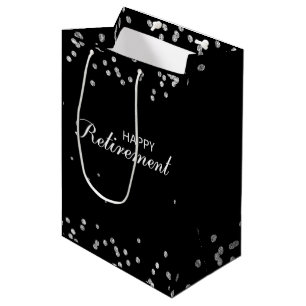 Retirement Congratulations Black with Silver Spark Medium Gift Bag