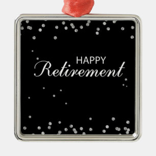 Retirement Congratulations Black with Silver Spark Metal Ornament