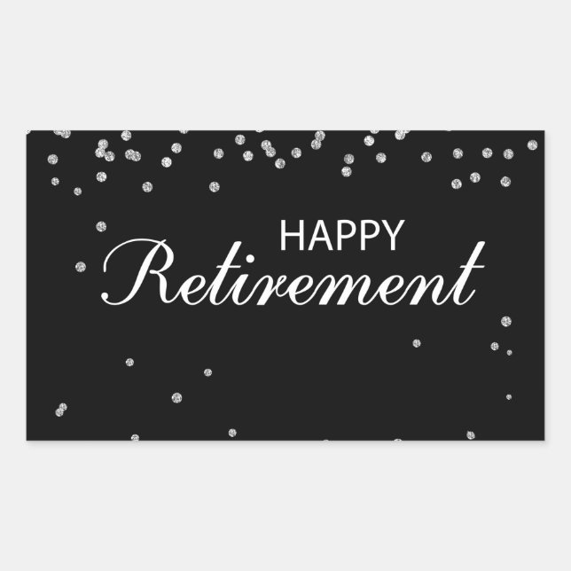 Retirement Congratulations Black with Silver Spark Rectangular Sticker (Front)
