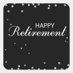 Retirement Congratulations Black with Silver Spark Square Sticker