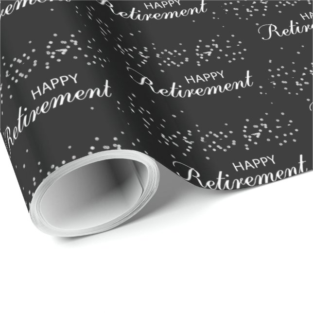 Retirement Congratulations Black with Silver Spark Wrapping Paper (Roll Corner)