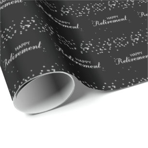 Retirement Congratulations Black with Silver Spark Wrapping Paper
